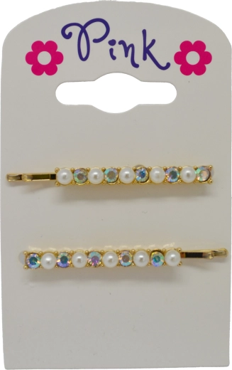 Set 2 lasnih sponk s perlami in kamenčki