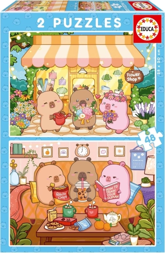 Educa puzzle CapyFun 2×48 koščkov