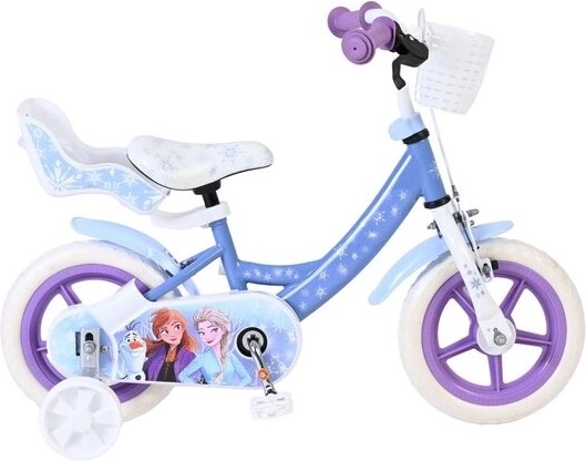 Otroško kolo Disney Frozen 12" s pomožnimi koleščki in košarico