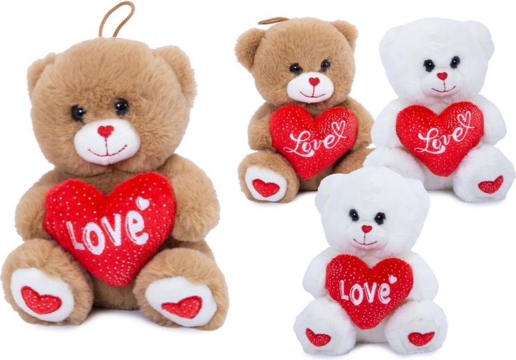 Plišasti medvedek s srčkom »I Love You« 18 cm (2 različici, naključni motiv) - 1 kos