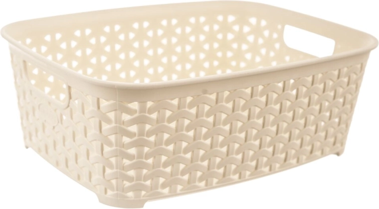 Plastična košara z videzom ratana Hobby, kremna 26 × 19 × 9 cm