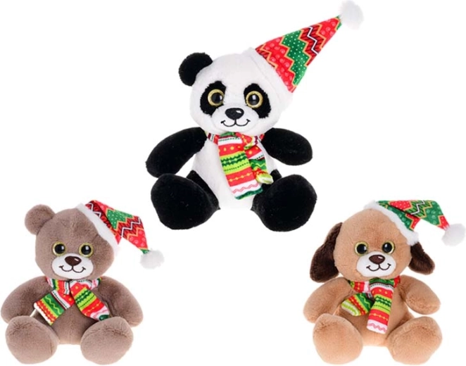 Plišasta živalca 15 cm s kapo in šalom