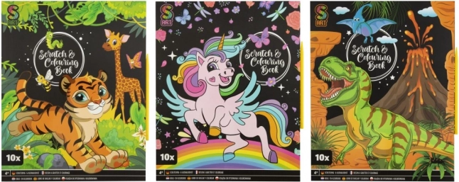 Praskalni in pobarvankarski set za otroke – 10 listov s plastičnim peresom