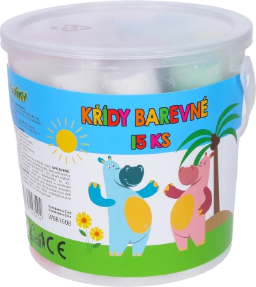 Barvne kredice za pločnik v vedru, 15 kos