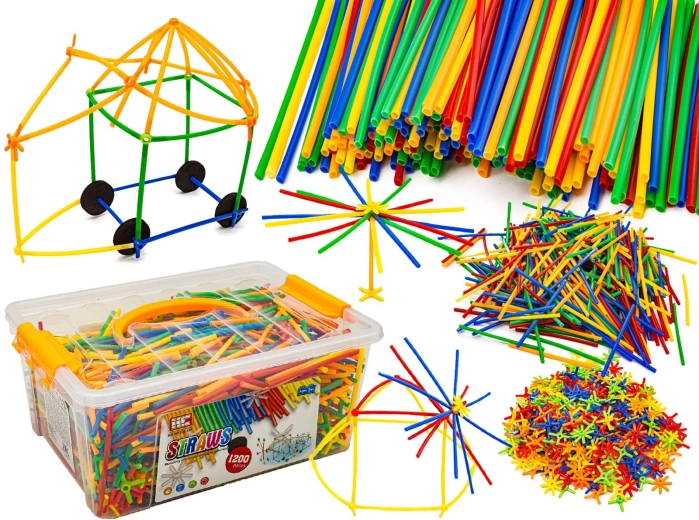 Construction straws and connectors in a case (approx. 1200 pieces)