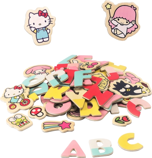 Hello Kitty magnetne črke in slikice – izobraževalni leseni komplet za otroke (75 kosov)