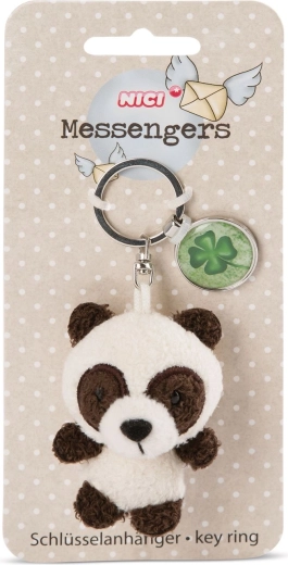 Obesek za ključe panda 7 cm z obeskom »simbol štirilistne deteljice« – 1 kos