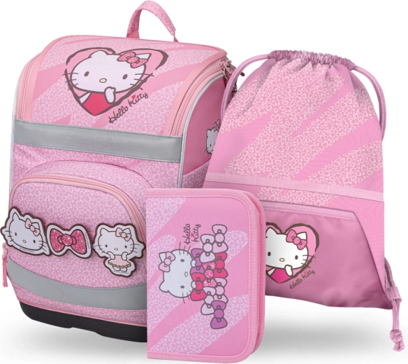 Šolski set Baagl Zippy Plus Hello Kitty Sweet Leopard – šolska torba, peresnica in vrečka