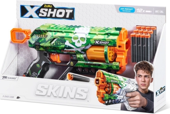 Pištola za penaste puščice X-SHOT Skins Griefer camo – 12 puščic