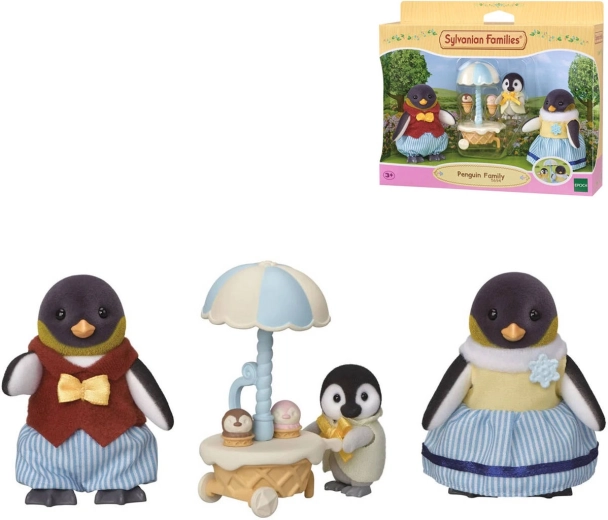 Družina pingvinov Sylvanian Families z vozičkom za sladoled - 3 kosi