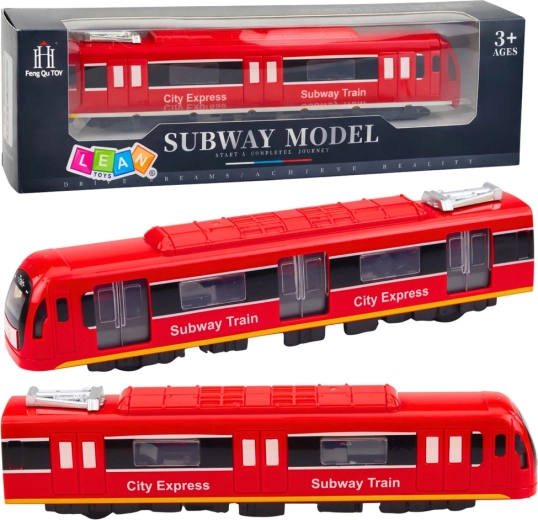 Metro vlak City Express s svetlobnimi in zvočnimi učinki, rdeč