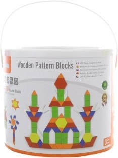 Viga flat wooden building blocks in a bucket, 250 pieces, Montessori
