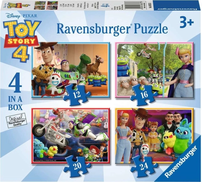 Sestavljanka RAVENSBURGER Toy Story 4 – komplet 4 v 1 (12, 16, 20, 24 koščkov)