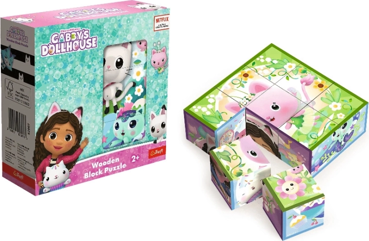 Lesena kockasta sestavljanka Gabby's Dollhouse