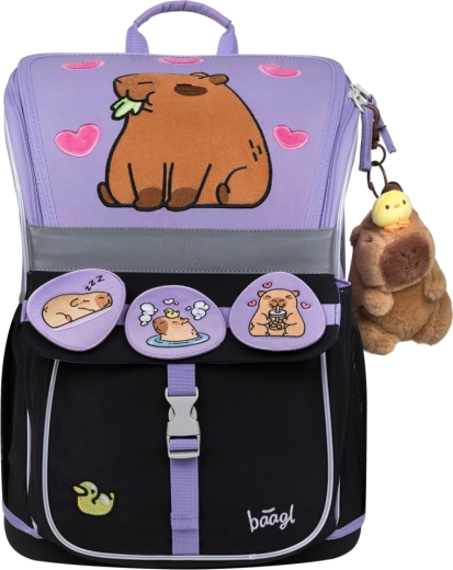 Šolska aktovka Baagl Zippy z motivom kapibare