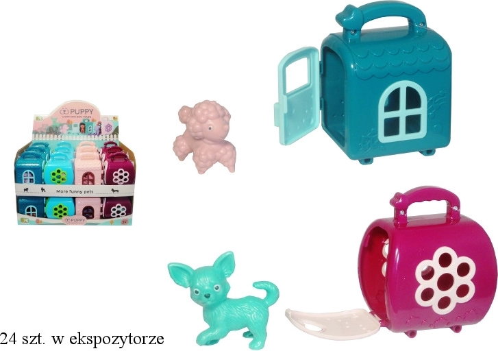 Carrier with Animal – Kitten or Puppy, Assorted Colors