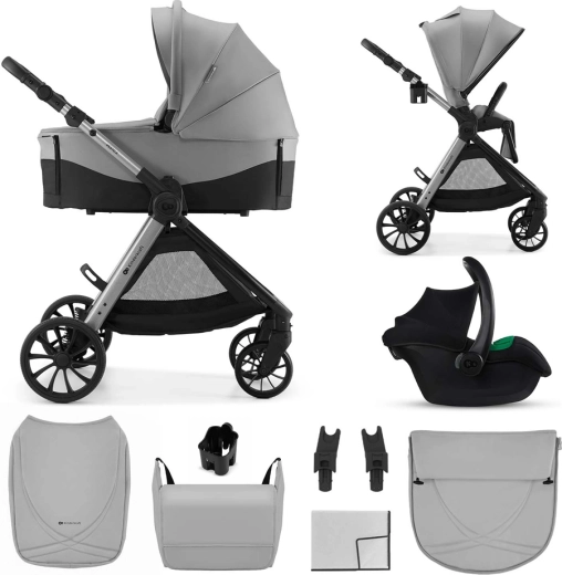 Kinderkraft vesto 2 kombinirani otroški voziček 3v1 siv