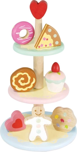 Le Toy Van wooden three-tier cake stand with sweets