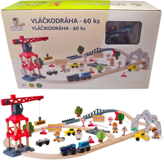 Babu lesena vlakovna proga z žerjavom