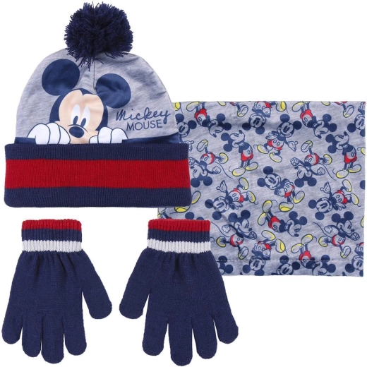 Komplet kapa, ovratni grelnik in rokavice Mickey