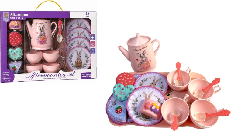 Otroški čajni set z motivom zajčka – 14 delov