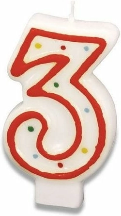 Svečka za torto številka 3, 7,3 cm