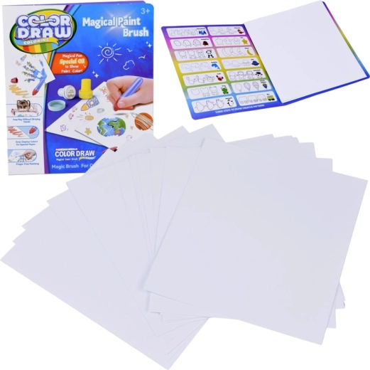 COLOR DRAW Magic Painting Paper – Replacement Set of 18 Sheets with LED Brush