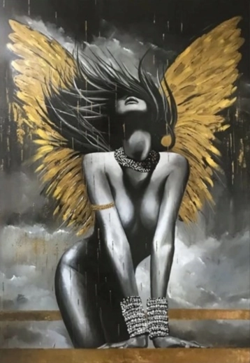 Norimpex diamond painting Lady with golden wings 30 × 40 cm