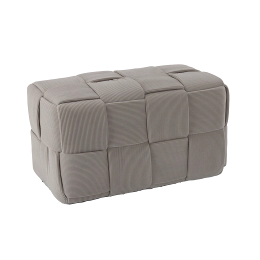Pletena pravokotna pufa svetlo siva 60 × 32 × 32 cm