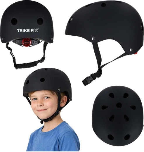 Otroška kolesarska čelada TRIKE FIX z LED, velikost S 48–54 cm, črna