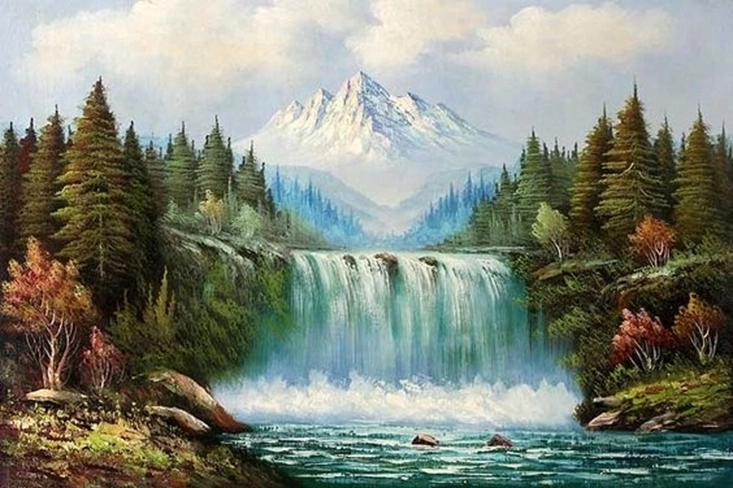 NORIMPEX Slikanje po številkah – pokrajina s slapom in goro 40 × 50 cm