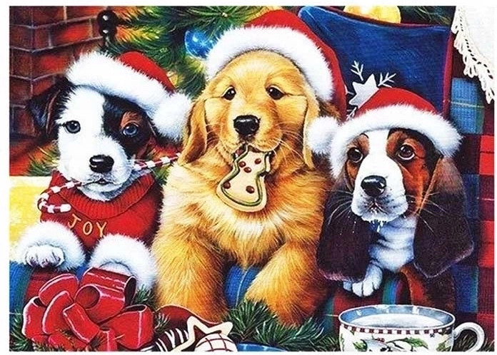 Norimpex diamond painting Christmas puppies 30 × 40 cm
