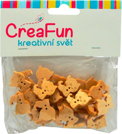 Leseni gumbi z motivom mačke, 30 kosov (16 × 21 mm)