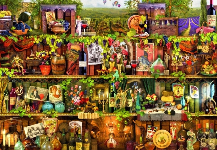 Sestavljanka Polica z vinom 1000 koščkov BLUEBIRD