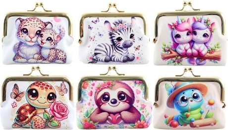 Faux leather wallet with animal motifs - 1 piece