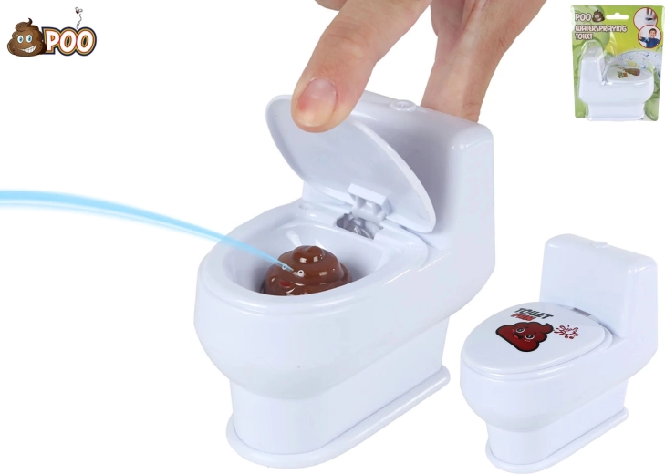 šaljiva straniščna školjka, ki šprica vodo, 10 cm, s kakcem