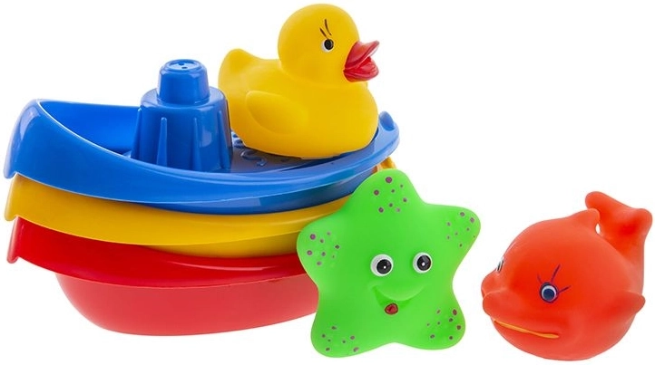 Čolnički z živalicami za kopel, komplet 6 kosov