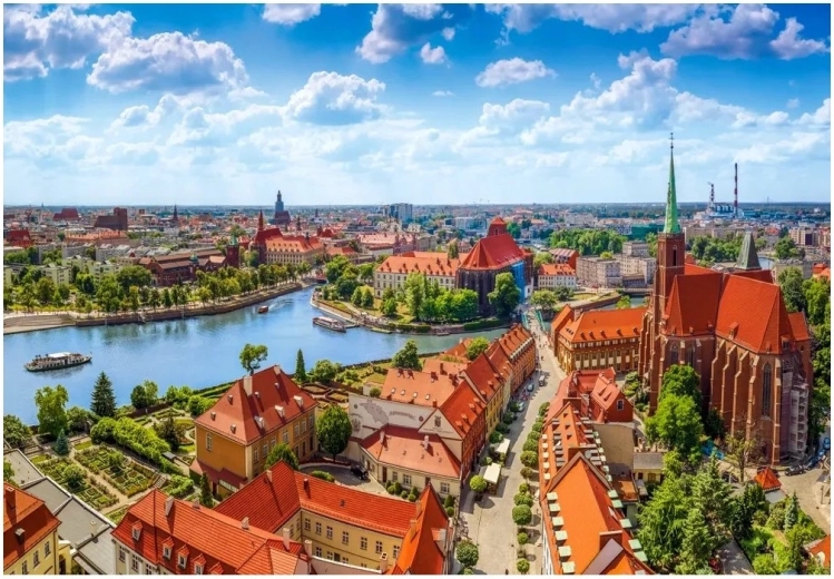 Sestavljanka Letalski pogled na Vroclav 1000 koščkov CASTORLAND