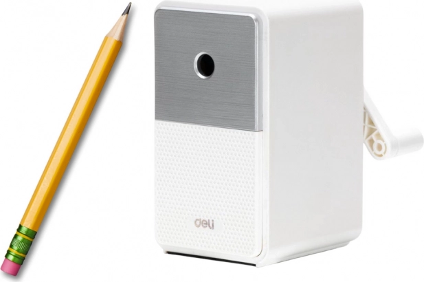 Ročni šilček s posodo in prilagoditvijo ostrine beli