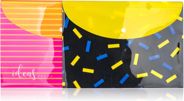 A4 document folders with snap button and flap, assorted designs (PP)