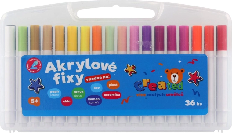 Komplet akrilnih flomastrov 36 kosov v plastični škatli