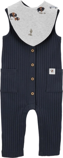 Carter's komplet brezrokavni pajac in slinček Navy Buffalo za dečke