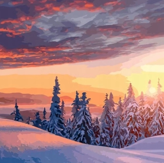 Slikanje po številkah Zimska pokrajina 40 × 50 cm