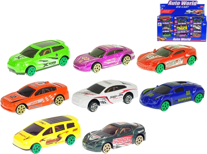 Kovinski dirkalni avtomobilček 7 cm, merilo 1:64, prosti tek