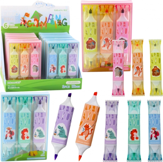 Set označevalcev z motivom živali, roza in modra, dve konici, 3 kosi