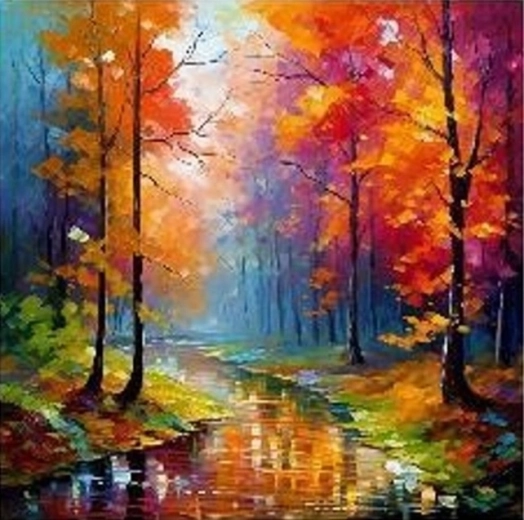 NORIMPEX Slikanje po številkah Reka jeseni v gozdu 40 × 50 cm
