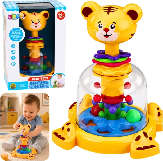 Interaktivna račka tigr z vrtečimi se kroglicami za dojenčke