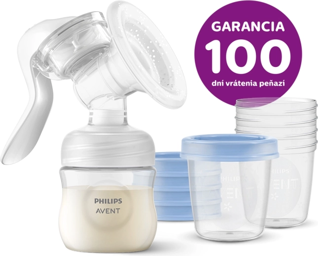 Ročna prsna črpalka PHILIPS AVENT z VIA lončki 180 ml (5 kosov)