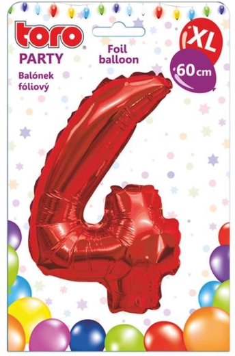Foliasti balon številka 4, 60 cm, rdeč