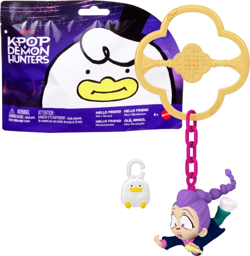Mattel Netflix KPop Demon Hunters presenečenje – mini figurica na obesku Hello Friend mini reveal
